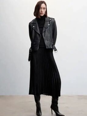Mango satin pleated skirt